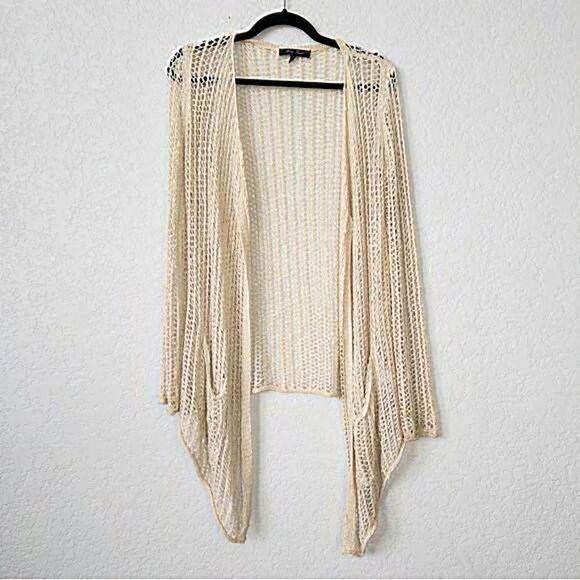 Honey Punch Cream Open Knit Draped Cardigan Size‎ Medium - Picture 1 of 6